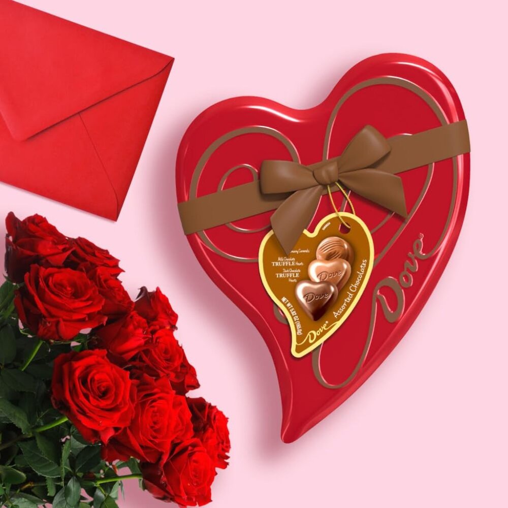 Assorted Chocolate Hearts & Truffles, 5.82 oz Heart Tin - Picture 6 of 8
